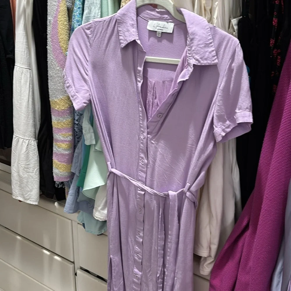 L'ACADEMIE The Shirt Dress in Lilac size XS
